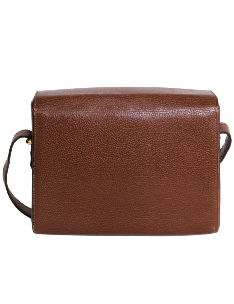 Sac besace REVILLON en cuir marron grain large