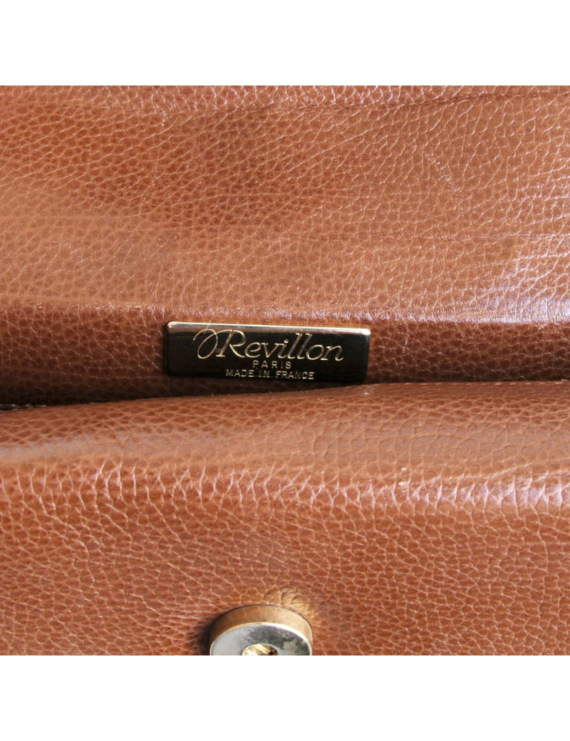 Sac besace REVILLON en cuir marron grain large