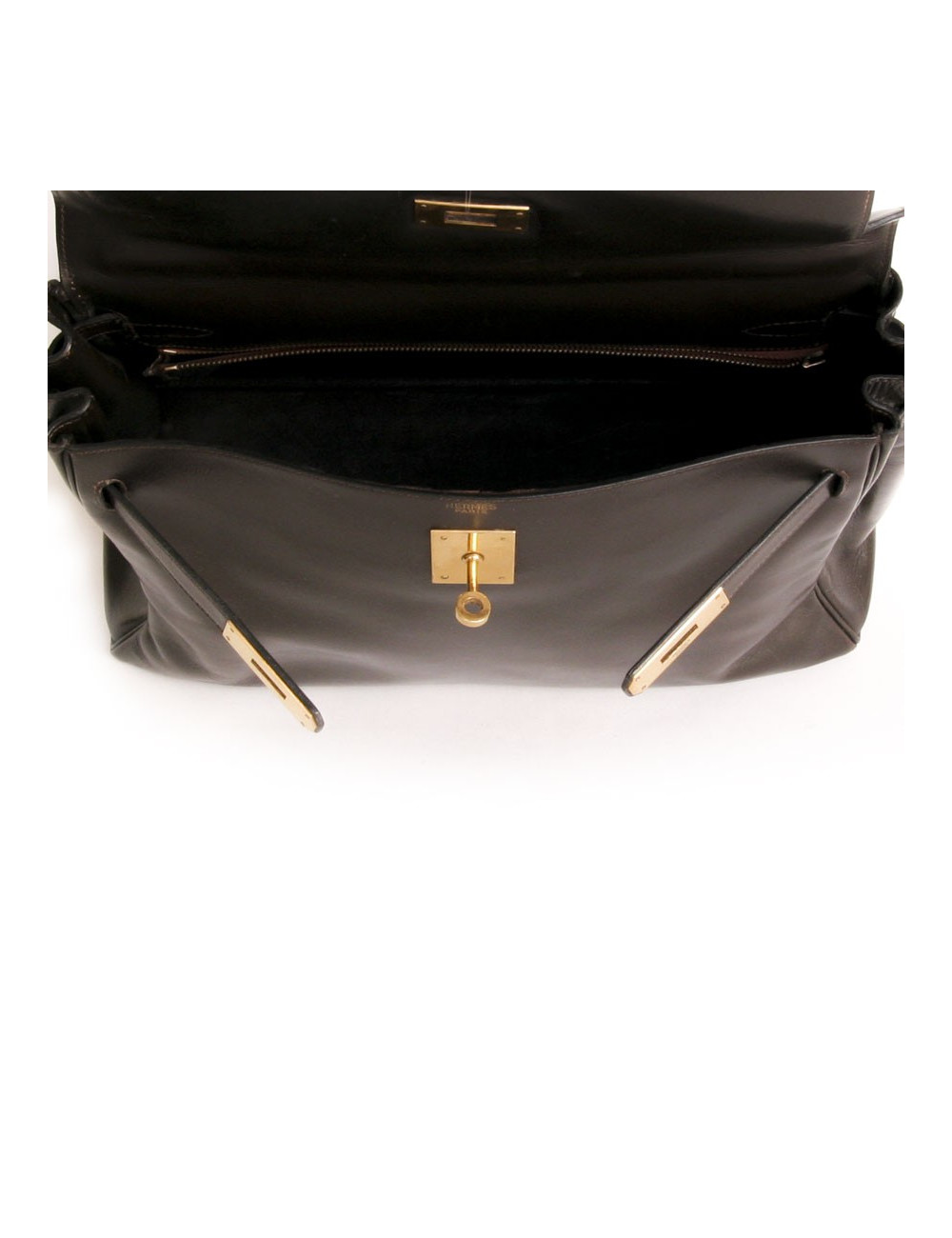 Sac Kelly 32 cuir box marron chocolat Vintage