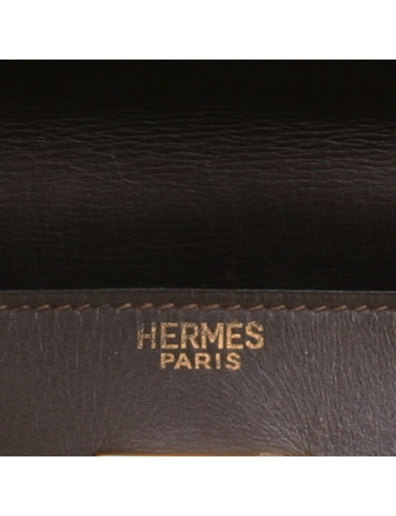 Kelly 32 box chocolate brown Vintage leather bag