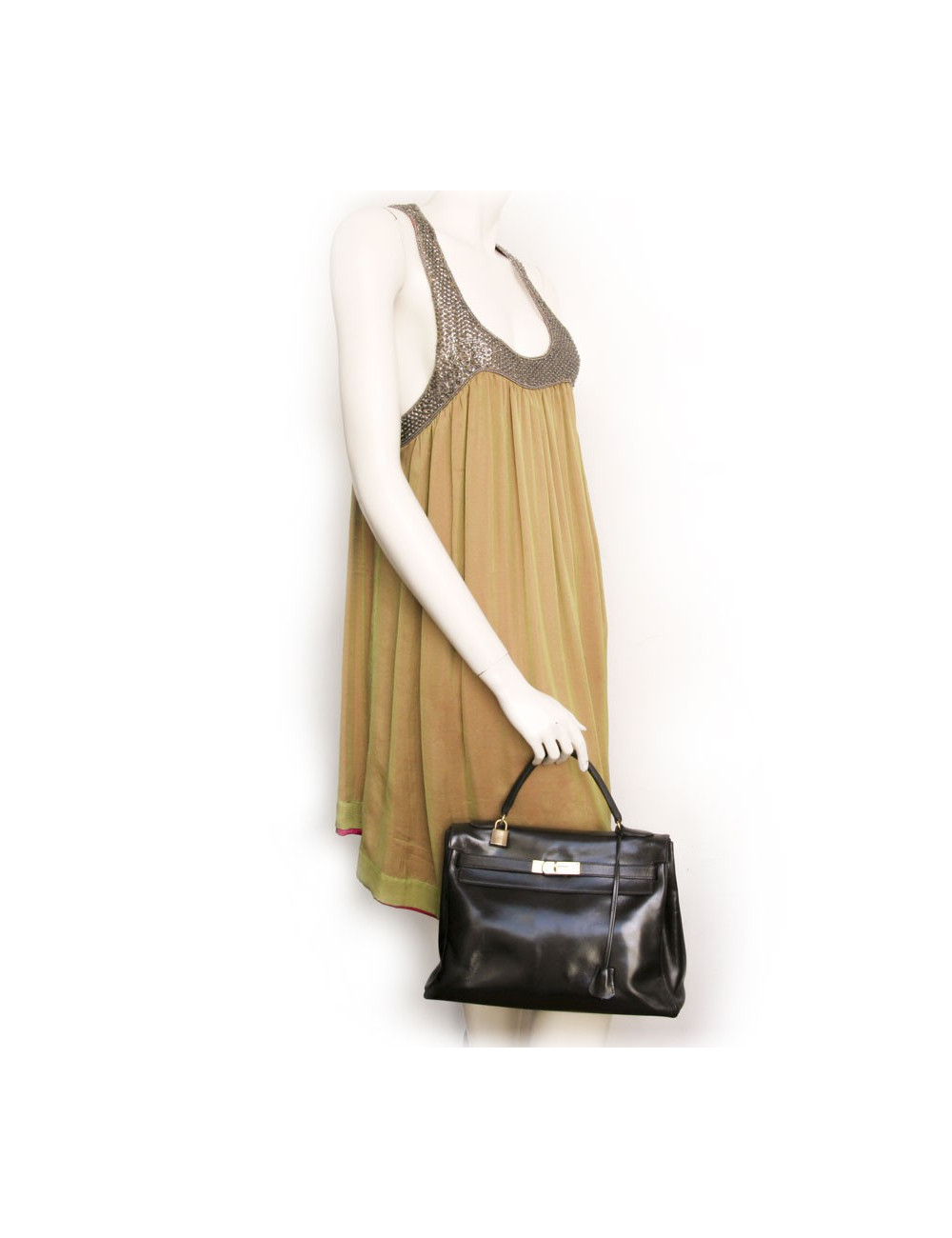 Kelly 32 box chocolate brown Vintage leather bag