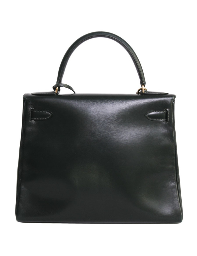 28 leather box green HERMES Kelly bag