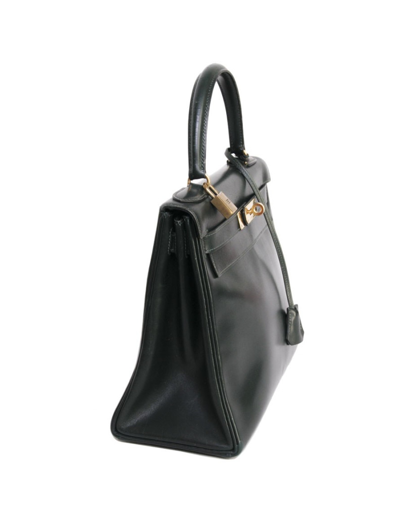 Sac Kelly 28 cuir box vert Véronèse Vintage