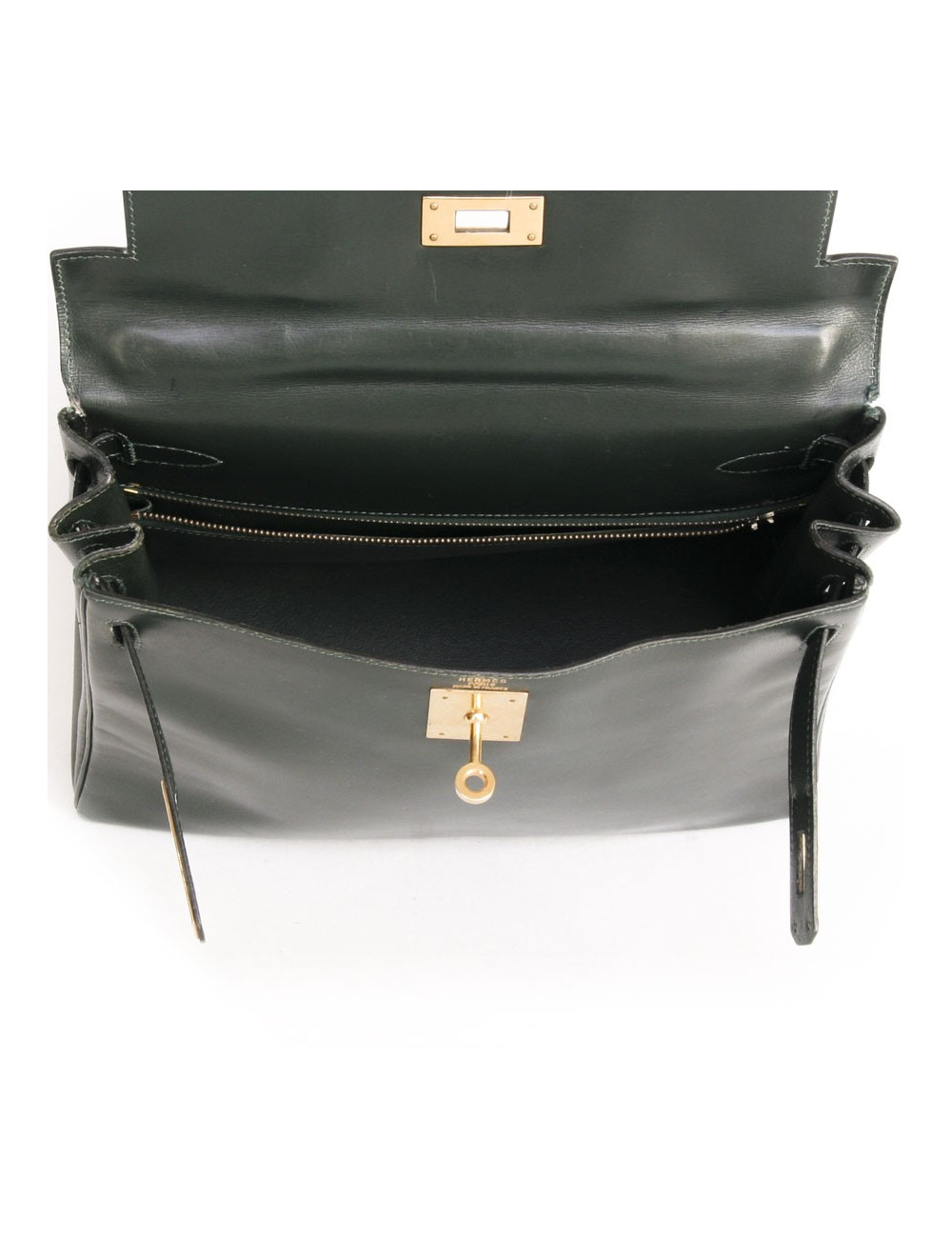 Sac Kelly 28 cuir box vert Véronèse Vintage