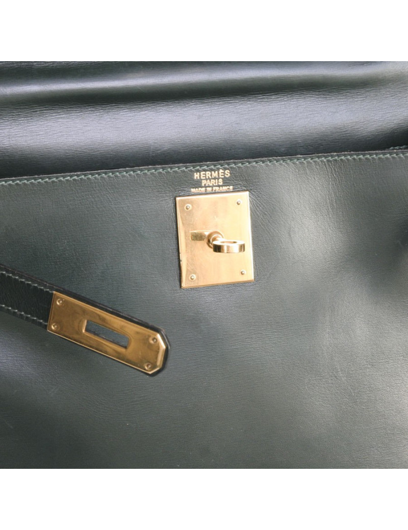 Sac Kelly 28 cuir box vert Véronèse Vintage
