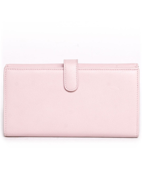 Portefeuille CHANEL en cuir grainé rose 