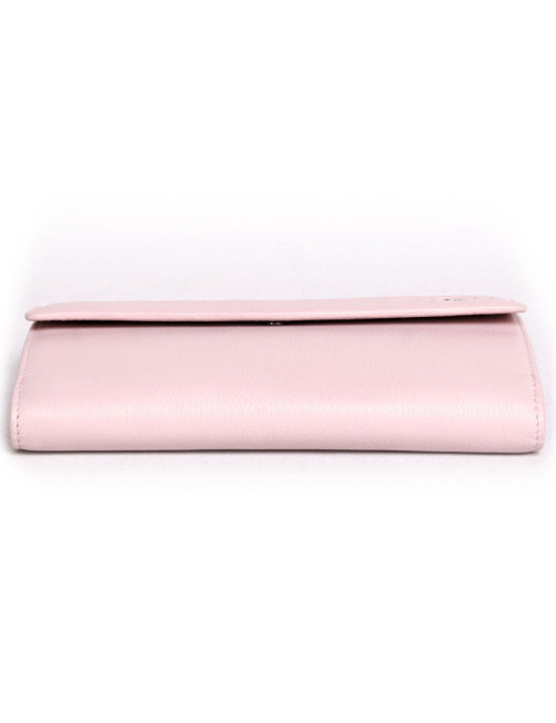 Portefeuille CHANEL en cuir grainé rose 
