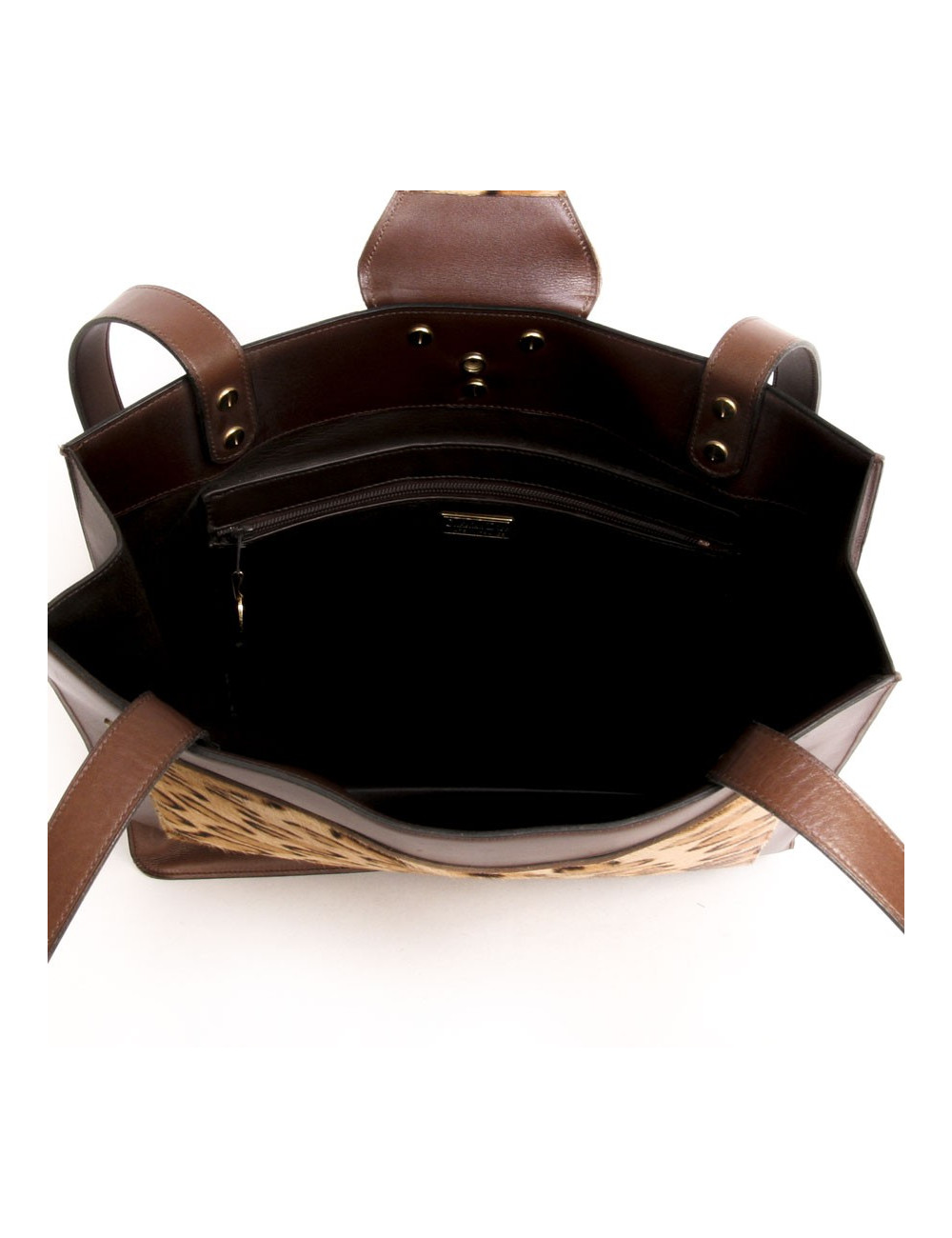 CHRISTIAN DIOR bag in brown box leather and leopard pattern skin