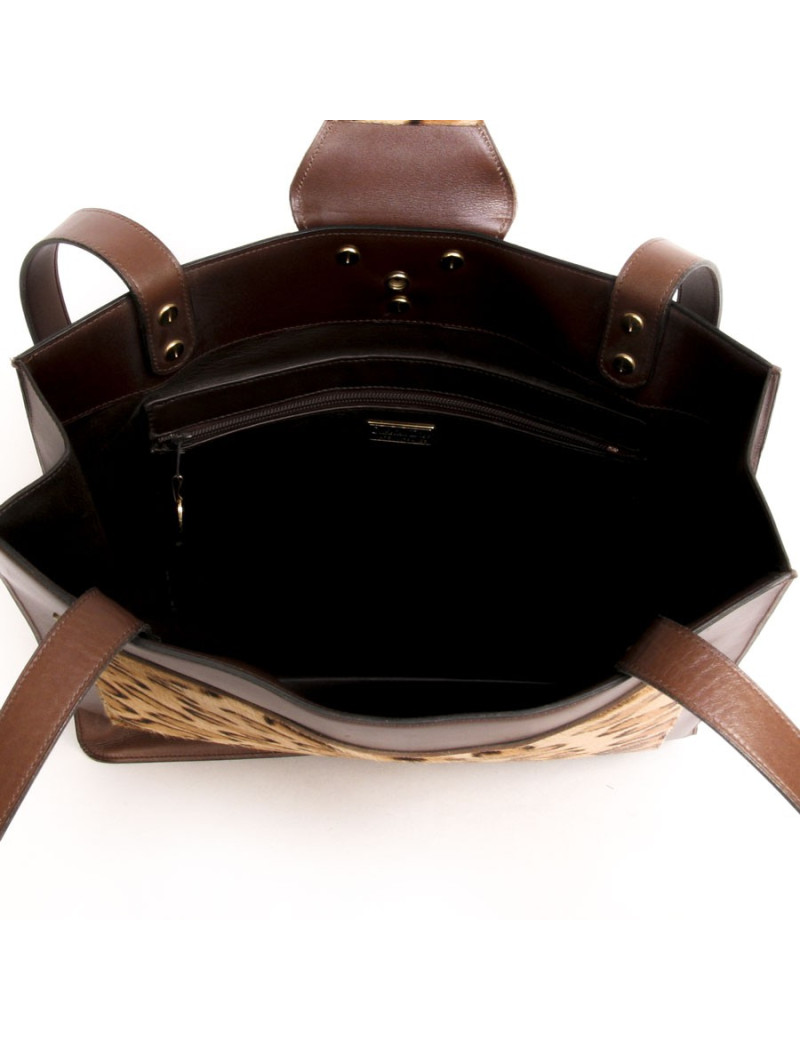 CHRISTIAN DIOR bag in brown box leather and leopard pattern skin