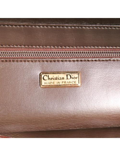 CHRISTIAN DIOR bag in brown box leather and leopard pattern skin