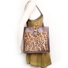 CHRISTIAN DIOR bag in brown box leather and leopard pattern skin