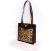 CHRISTIAN DIOR bag in brown box leather and leopard pattern skin