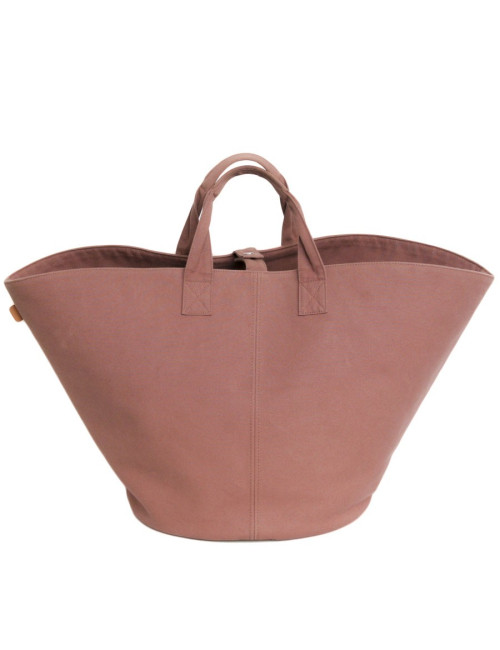 sac cabas HERMES en toile marron