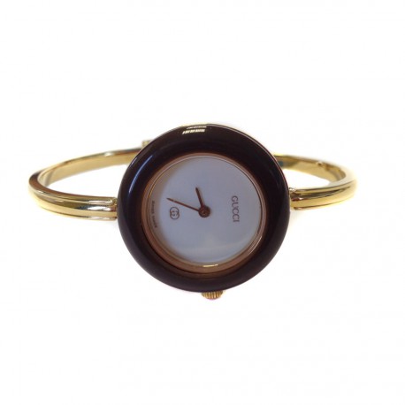 montre GUCCI "timepieces" bracelet doré cadran modifiable plastifié