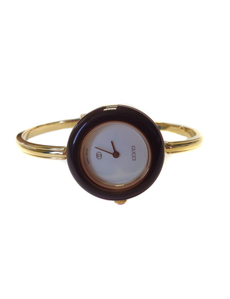 montre GUCCI "timepieces" bracelet doré cadran modifiable plastifié