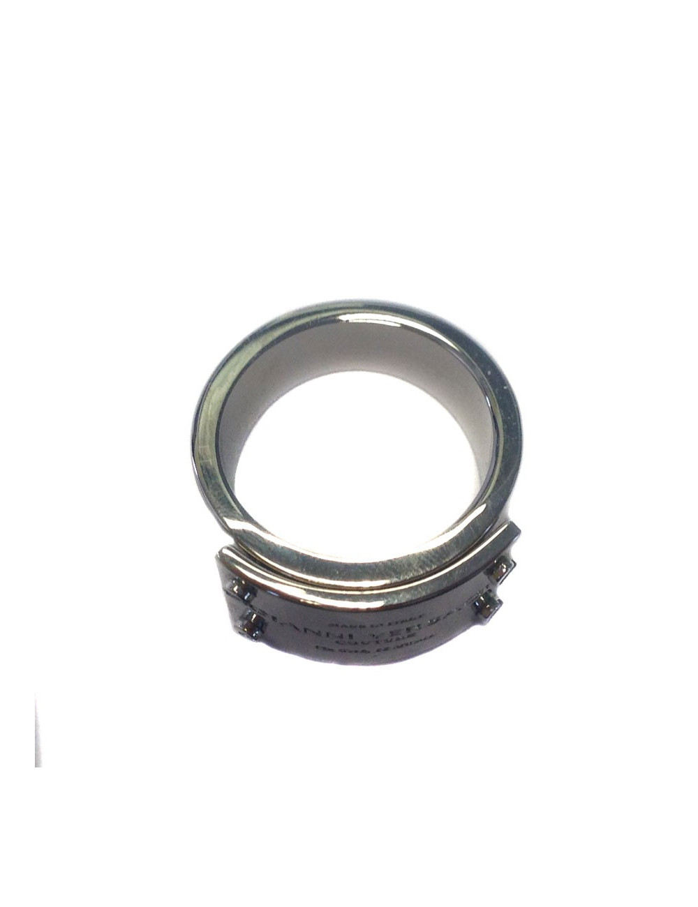 VERSACE unisex ring in palladium-plated brass metal size 60