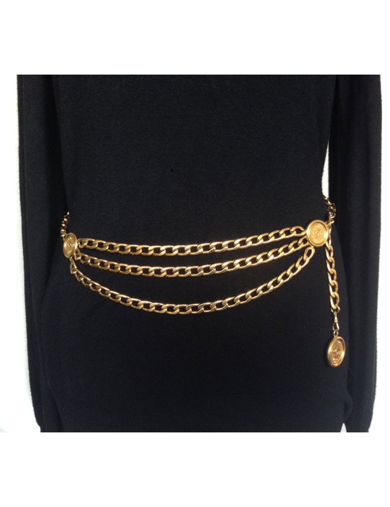ceinture CHANEL en laiton doré vintage
