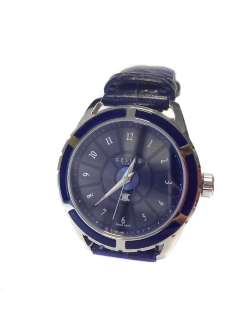 montre CELINE en cuir et acier inoxydable