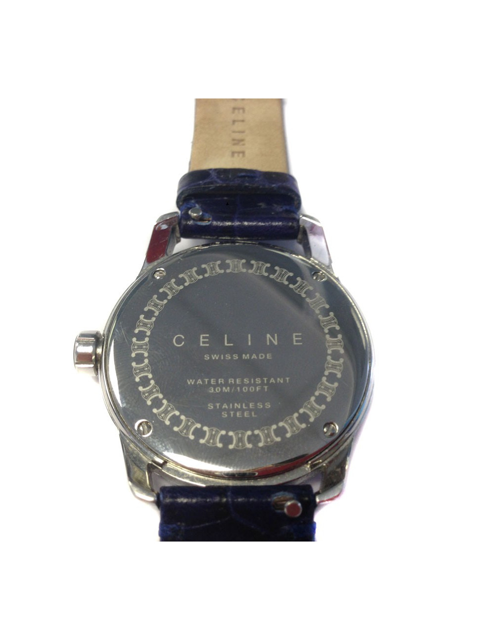 Watch CELINE in steel and bracelet ocean blue croco