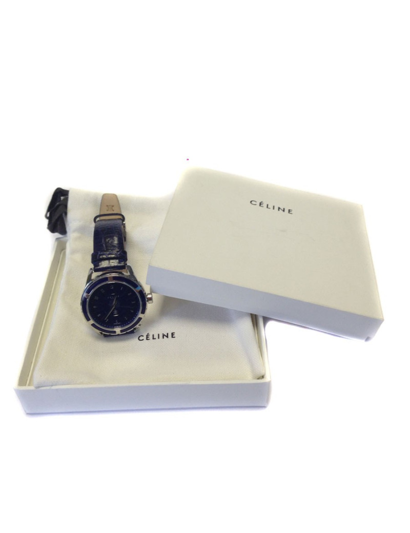 Watch CELINE in steel and bracelet ocean blue croco