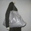 Big shiny gray fabric bag CHANEL
