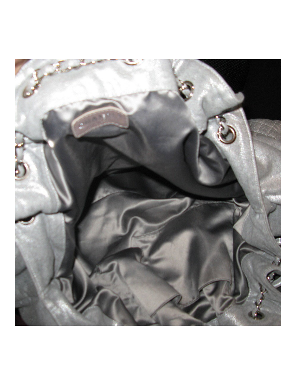 Grand sac tissu gris brillant CHANEL