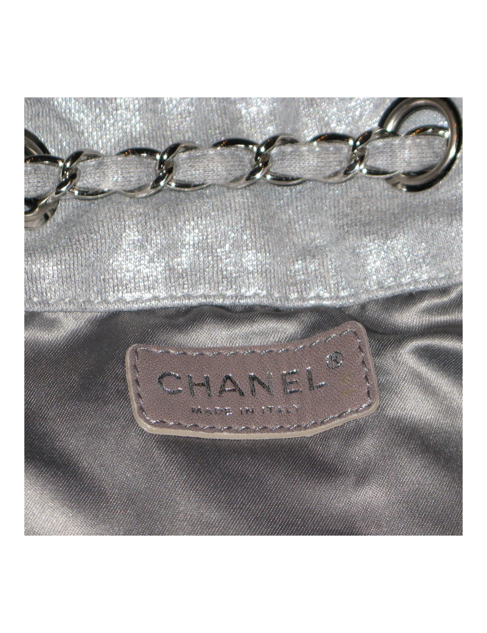 Grand sac tissu gris brillant CHANEL