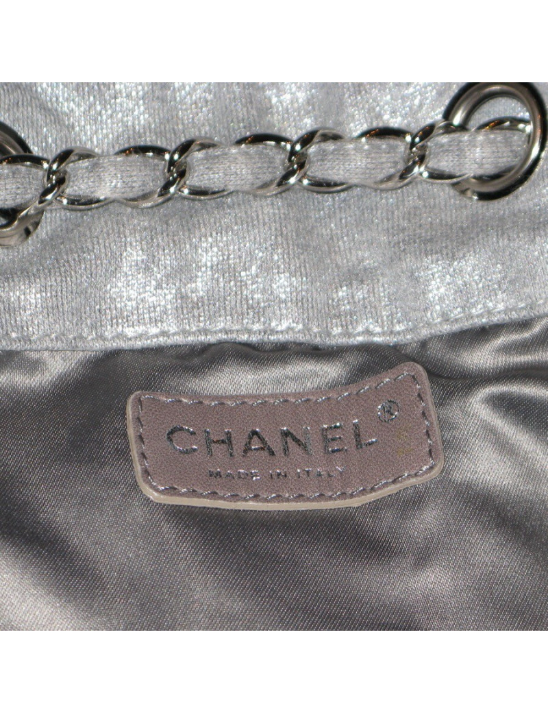Grand sac tissu gris brillant CHANEL