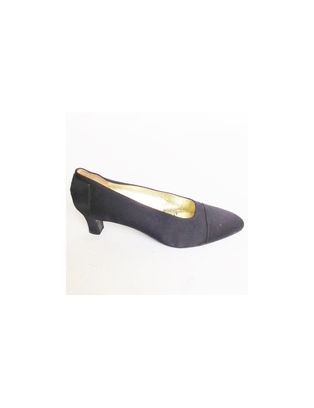 Escarpins couture CHANEL T37.5 en satin de chaine  noirs