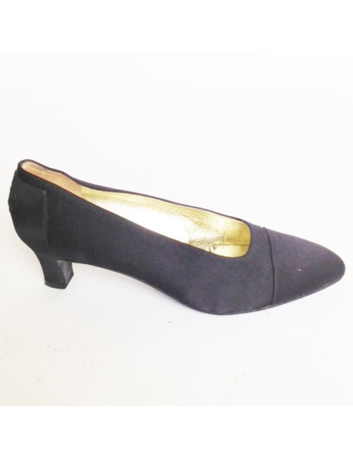 Escarpins couture CHANEL T37.5 en satin de chaine  noirs