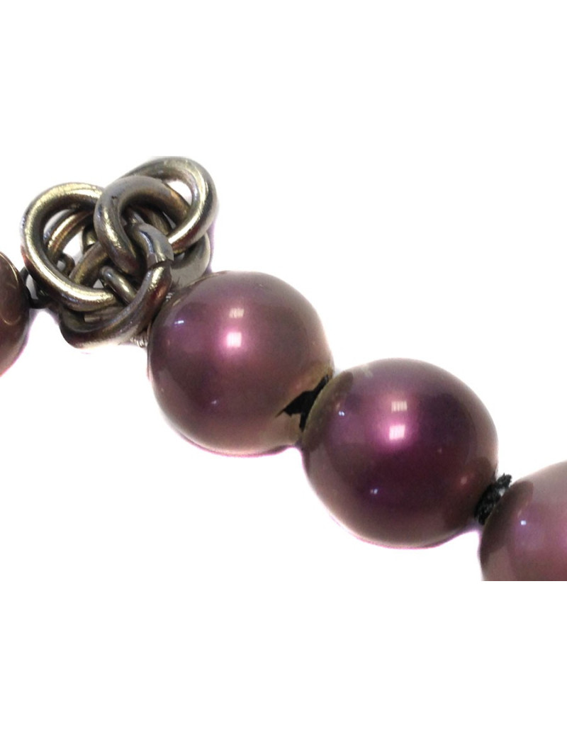 CHANEL Vintage necklace purple Pearly beads