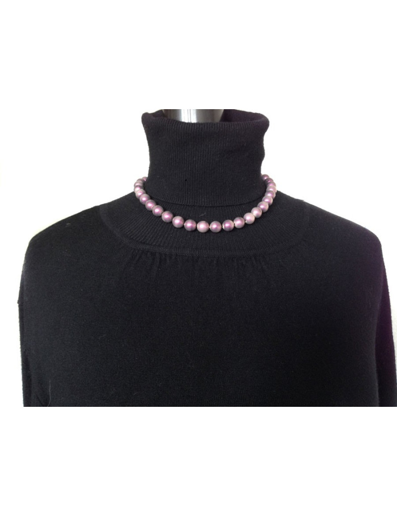 CHANEL Vintage necklace purple Pearly beads