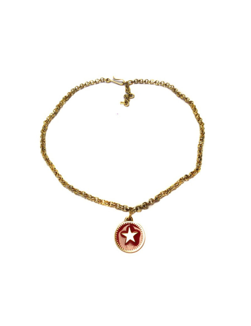 Collier Chanel chaine en maille dorée et médaillon motif étoile