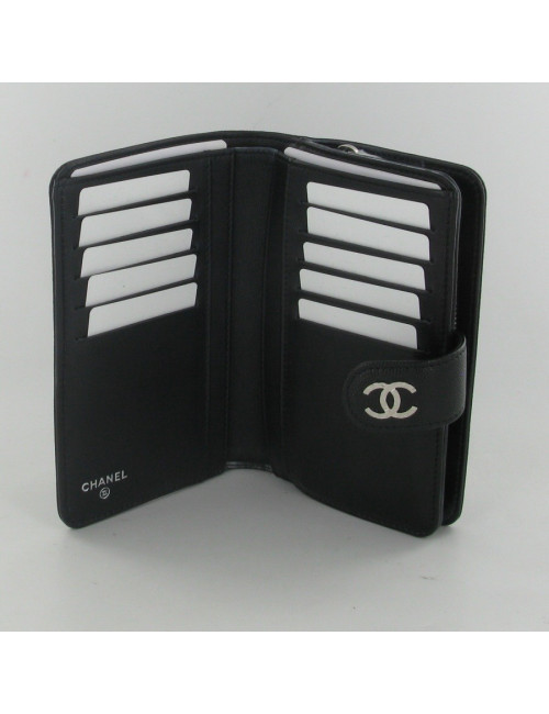 Portefeuille cuir noir CHANEL