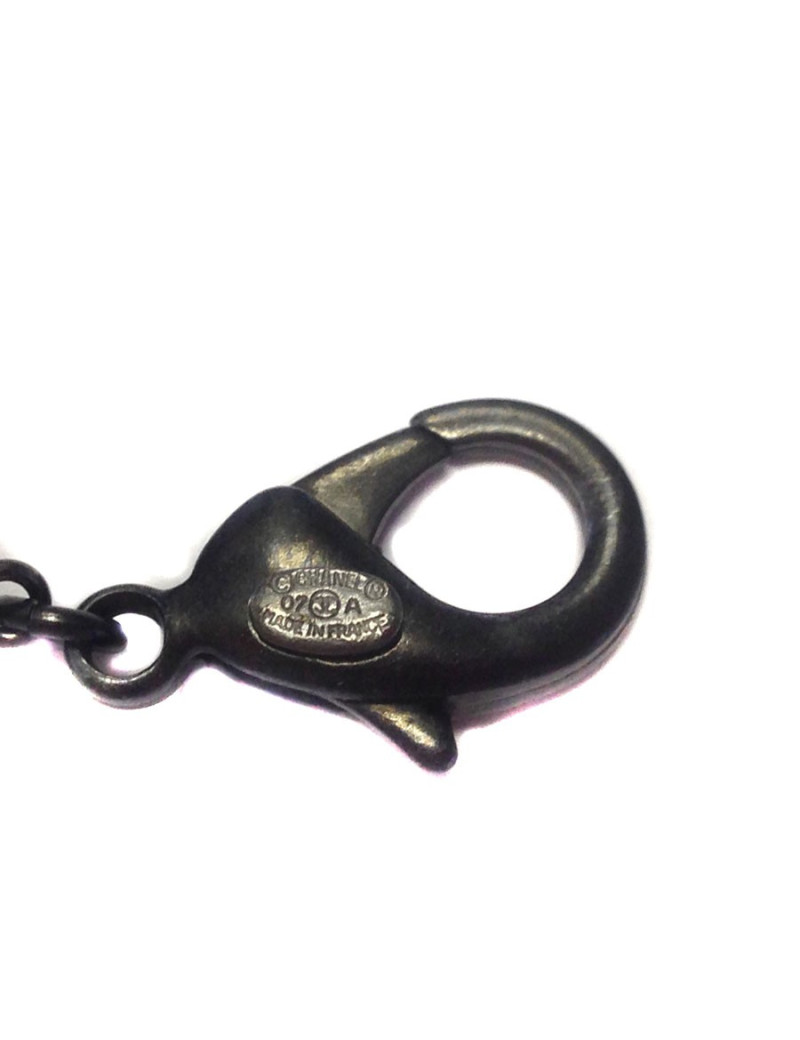 Long beaded velvet, steel and black CHANEL necklace