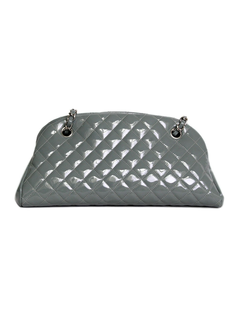 Sac bowling CHANEL en cuir verni vert céladon