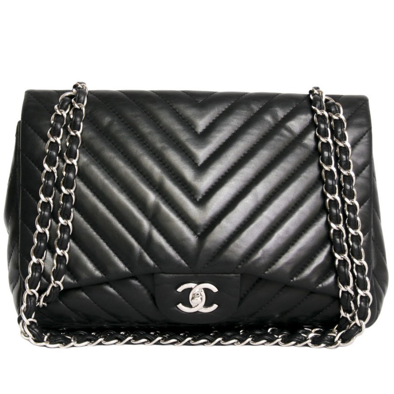 CHANEL jumbo double flap bag in black quilted smooth lamb leather - VALOIS  VINTAGE PARIS