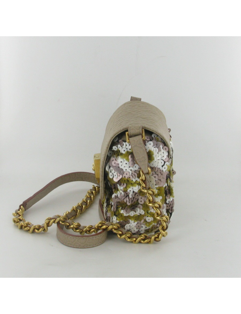 Sac cuir beige et sequins MARC JACOBS