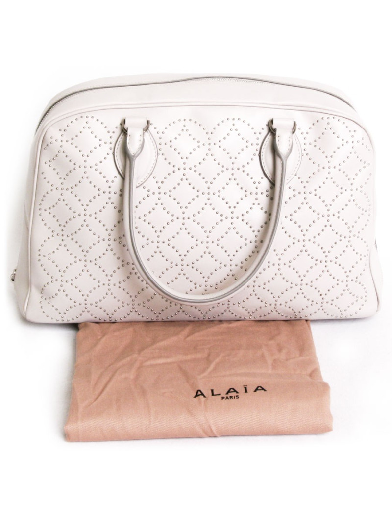 Bag Arabesque ALAIA studded Pearl gray