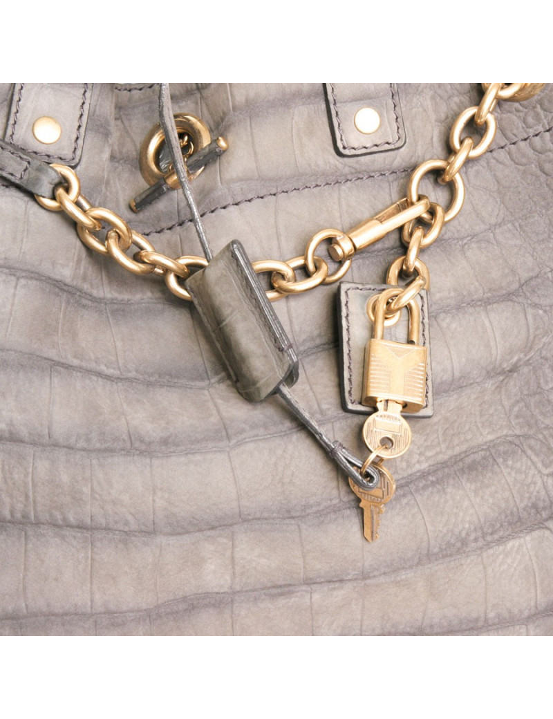 Muse YVES SAINT LAURENT way croco leather satchel bag