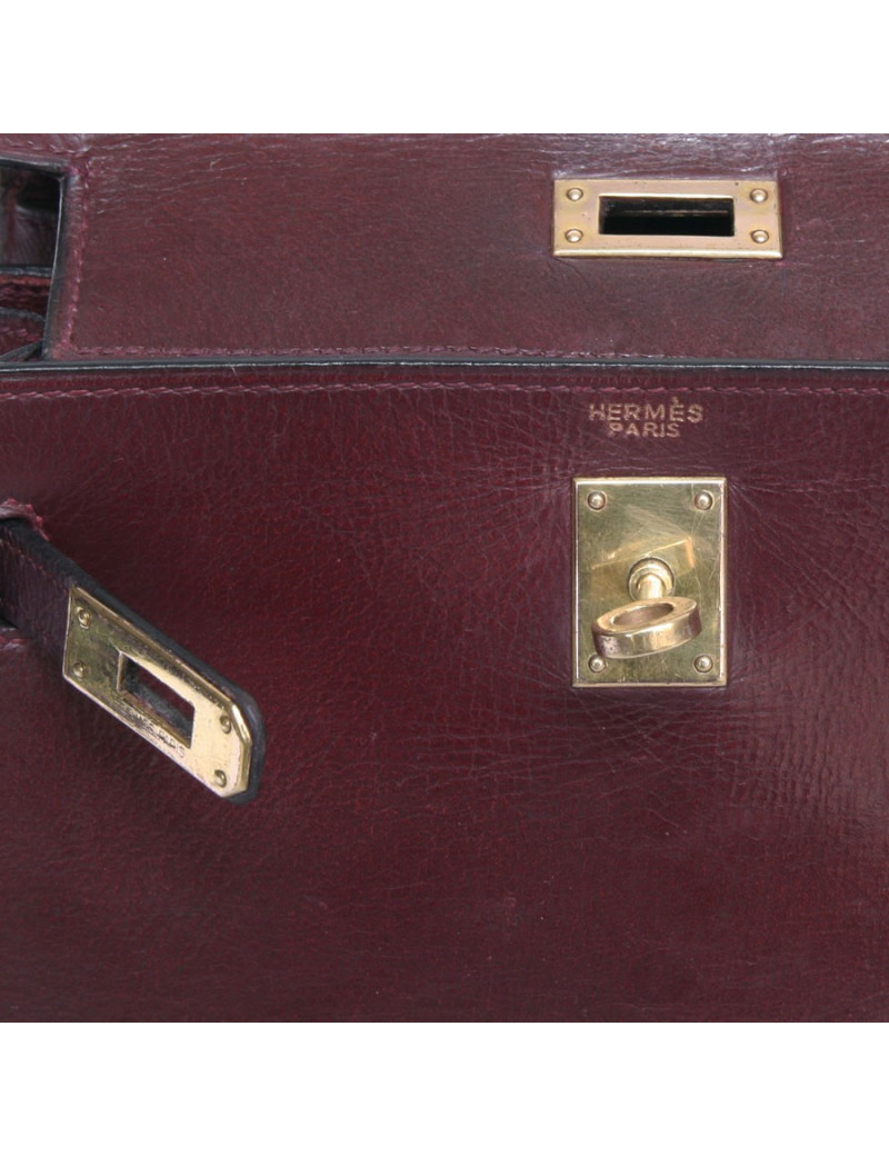 Mini Kelly HERMES en box bordeaux Vintage