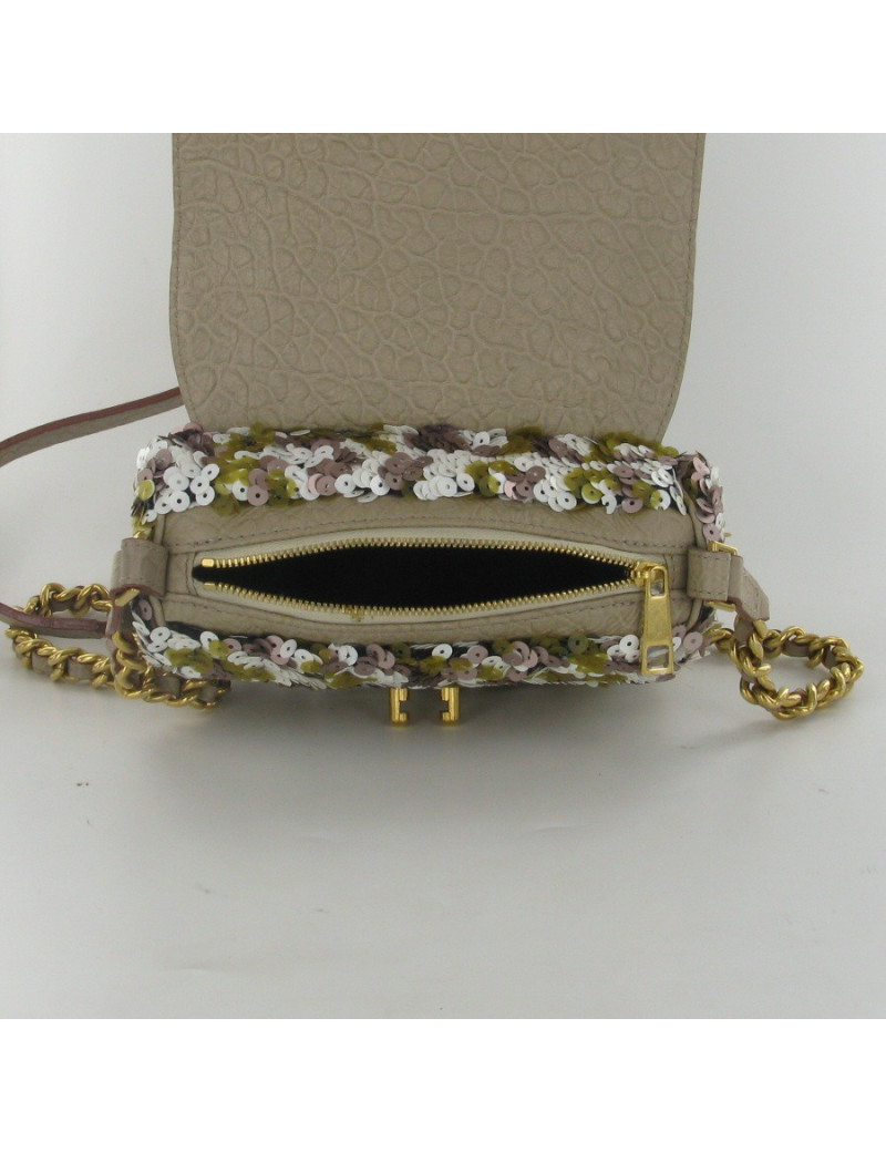 Sac cuir beige et sequins MARC JACOBS