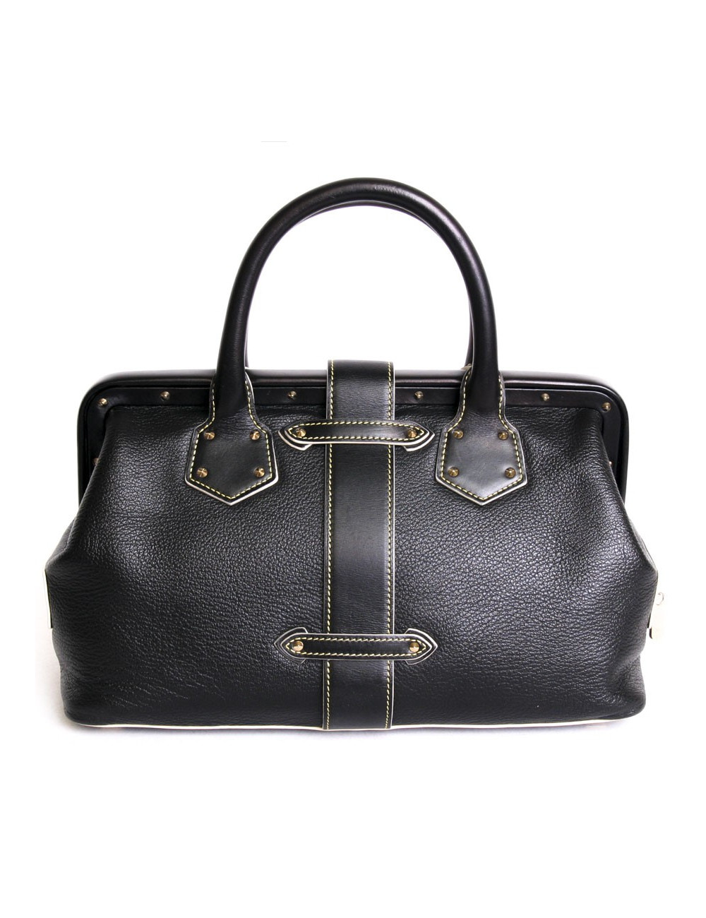 Sac  "l'aimable" LOUIS VUITTON cuir Suhali  noir surpiqûres et clous 