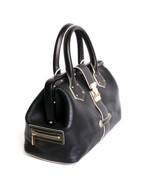 Sac  "l'aimable" LOUIS VUITTON cuir Suhali  noir surpiqûres et clous 