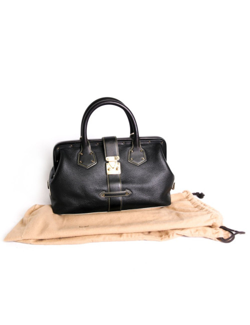 Sac  "l'aimable" LOUIS VUITTON cuir Suhali  noir surpiqûres et clous 