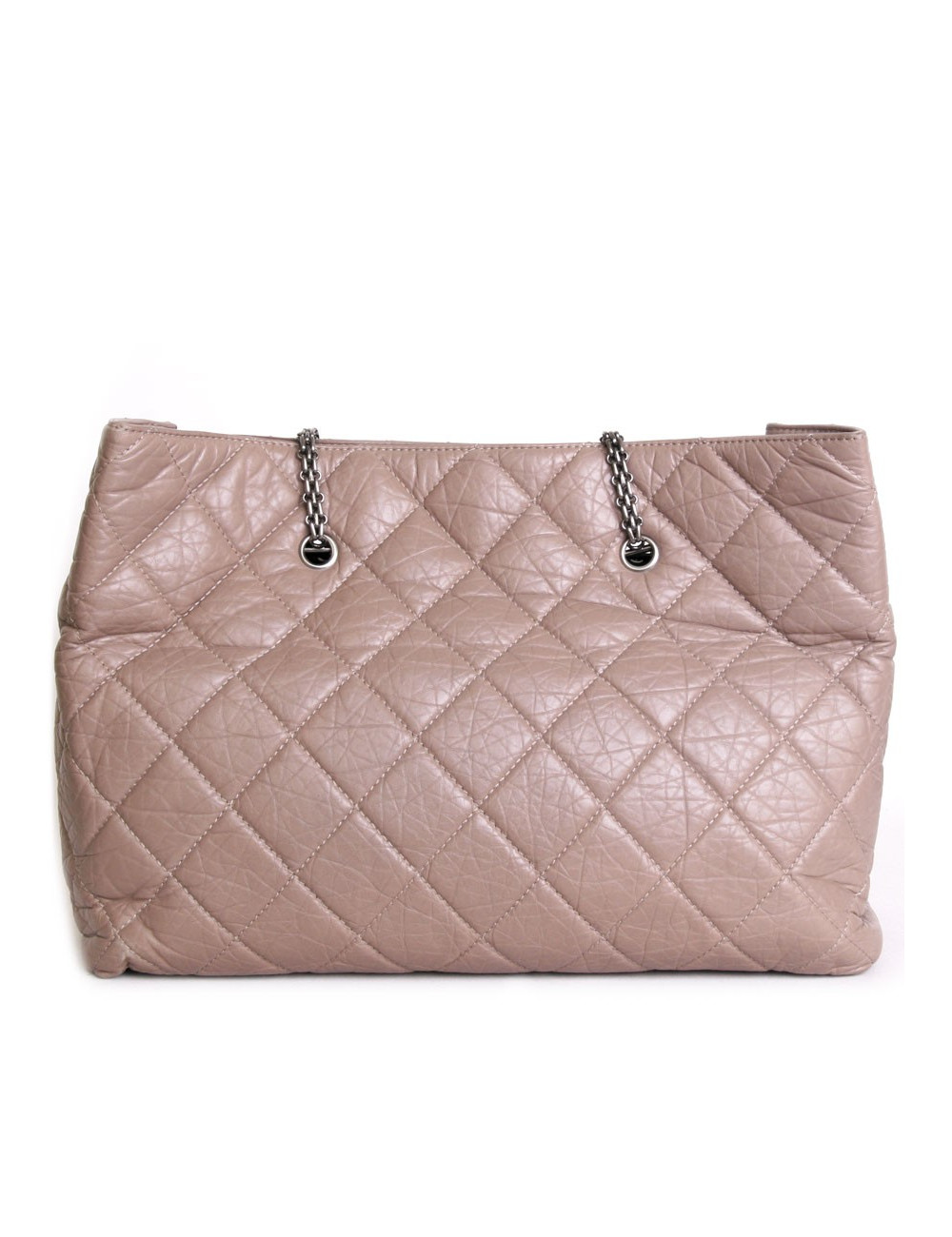 CHANEL Tote Leather aged beige pink quilted bag