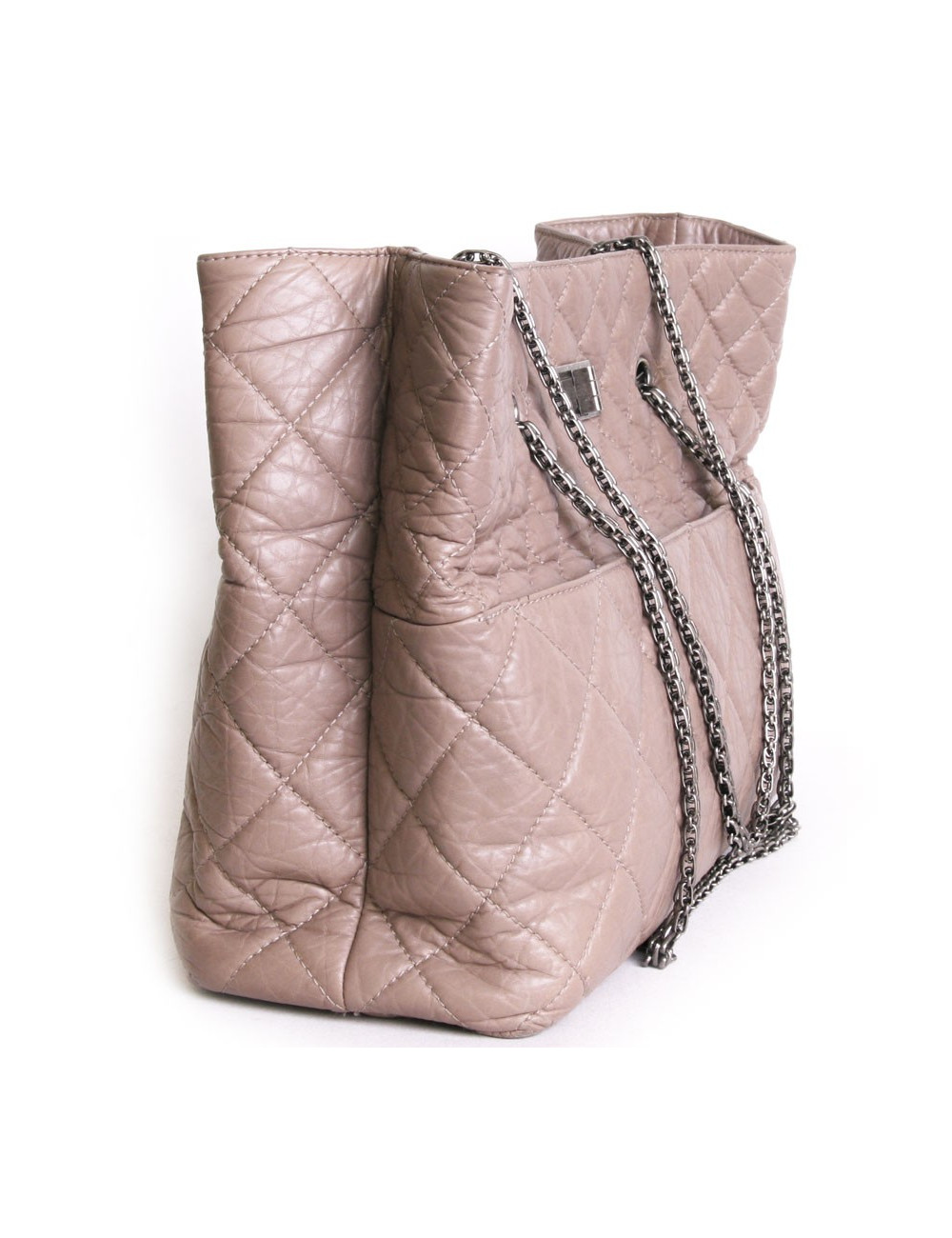 CHANEL Tote Leather aged beige pink quilted bag