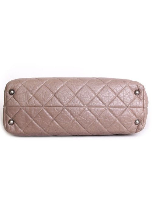 CHANEL Tote Leather aged beige pink quilted bag