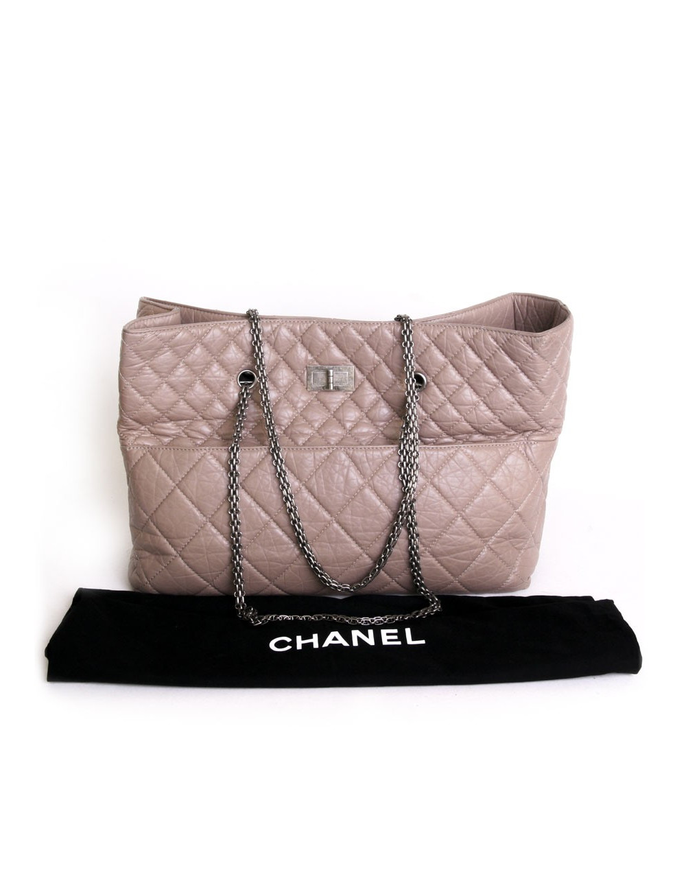 CHANEL Tote Leather aged beige pink quilted bag