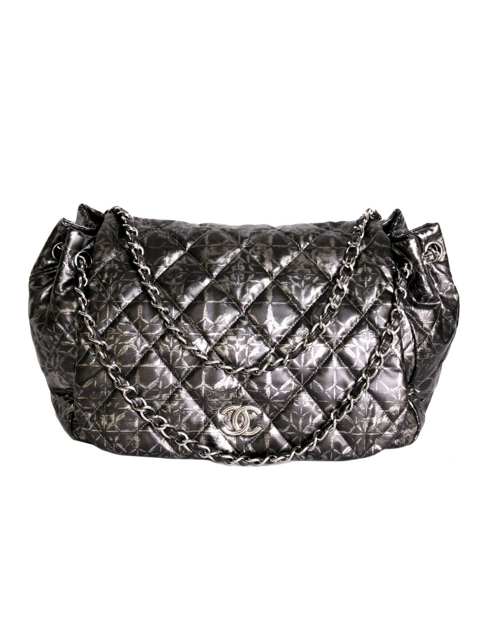 Sac jumbo CHANEL plastique bicolore noire et gris